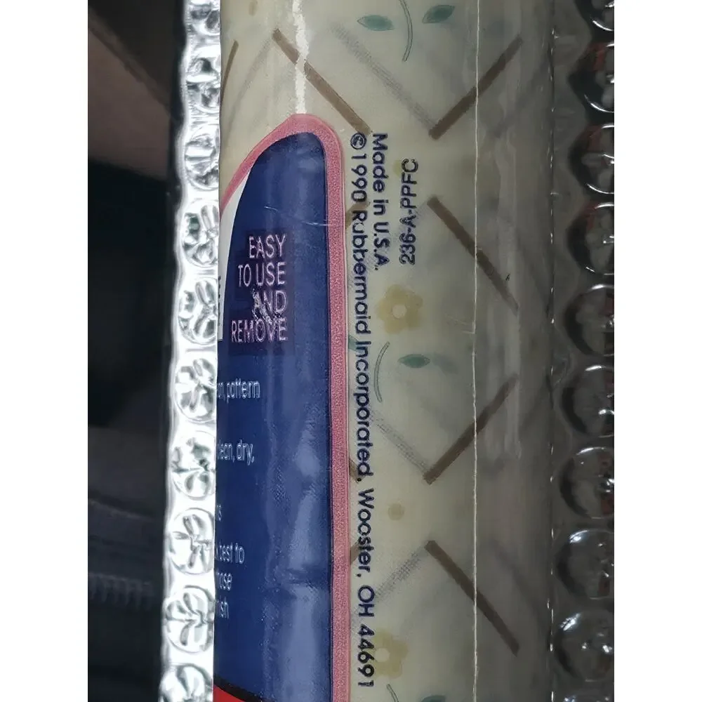 Vtg 1986 Rubbermaid Shelf Liner Posy Choc Floral Lattice Drawer Vinyl Roll NOS